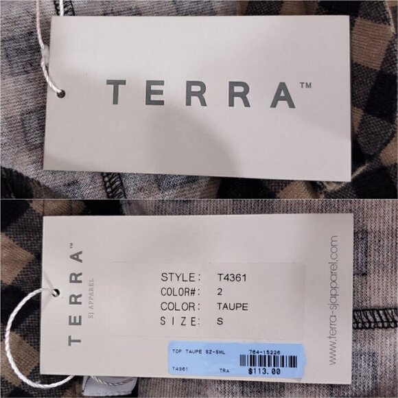 NWT Terra SJ Apparel Womens Size Small Taupe Button Front Shirt Tunic Top $113 - Picture 9 of 13